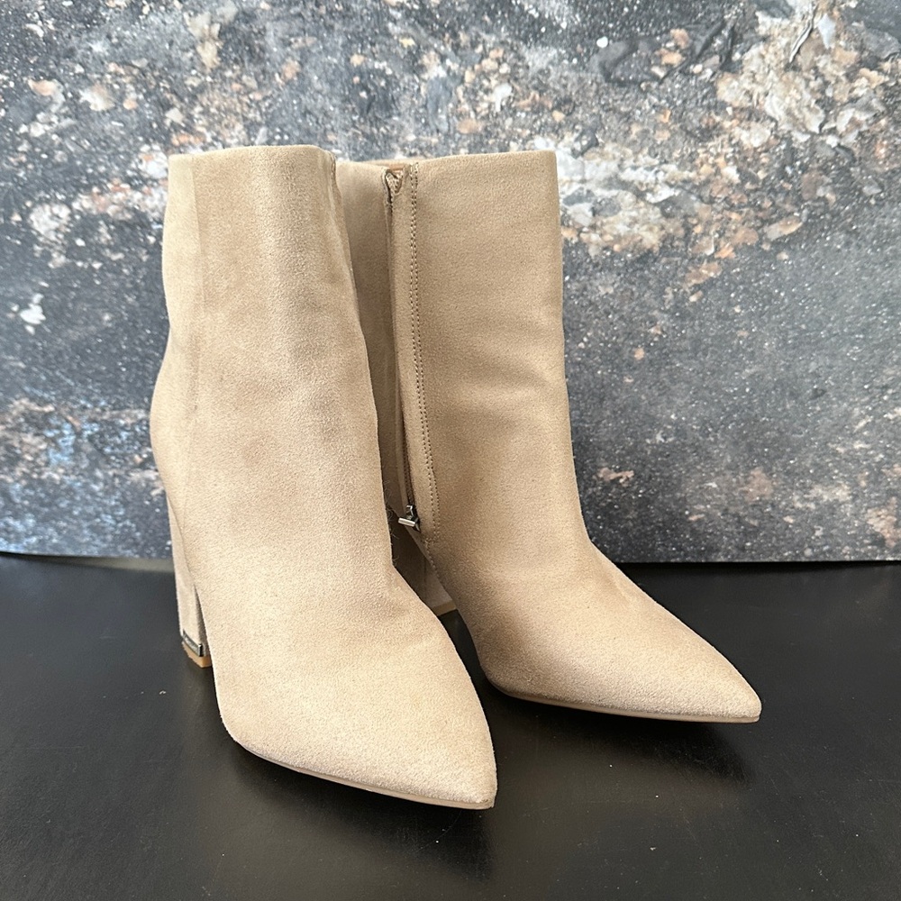 Calvin Klein Tan Faux Suede Heeled Boots. 9M